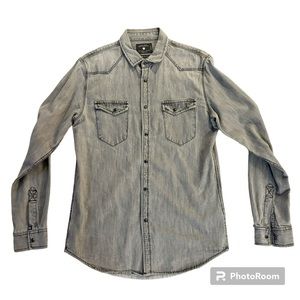 Zara Denim Shirt - Men - Medium - Slim Fit - Gray - lightly worn